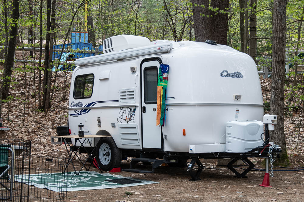 Fiberglass camper trailer at Spring Fling in New England
